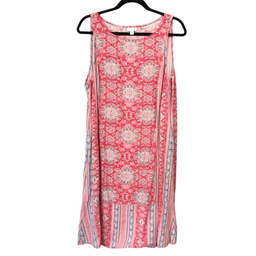 J. Jill Coral and White Sleeveless Dress
